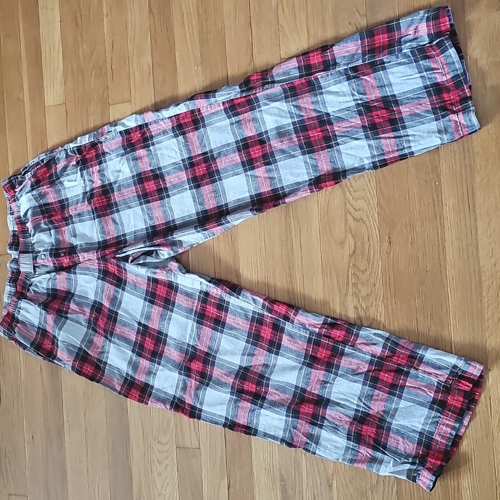 Victoria's Secret Red Gray Checker Plaid Boxer Pajama Pants Women's Size Large